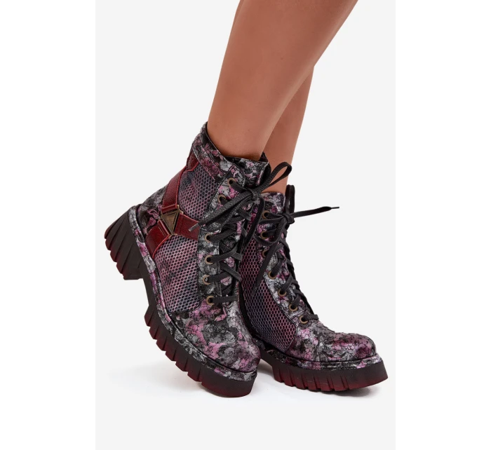 Kožené workery dámské Maciejka 07072-23 bordó