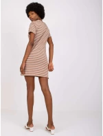 Šaty D16054M30315A bílé a hnědé