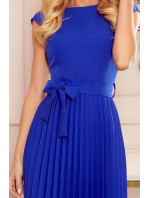 LILA Plisované dámské šaty v chrpové barvě s krátkými rukávy model 8717140 - numoco