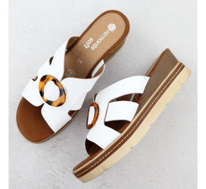 Dámské kožené žabky na platformě bílé model 21904783 - Remonte