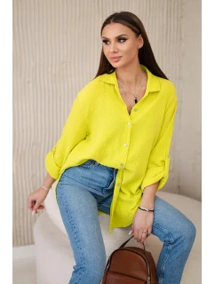 Bavlněná mušelínová košile oversize kiwi