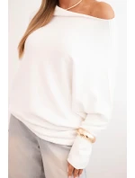 Dámský asymetrický viskózový svetr typu model 21301105 ecru - K-Fashion