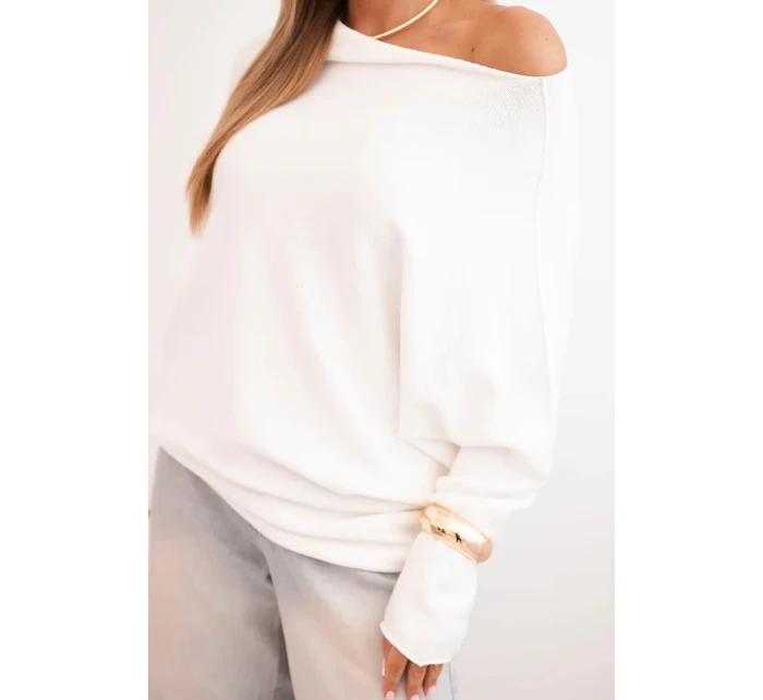 Dámský asymetrický viskózový svetr typu model 21301105 ecru - K-Fashion