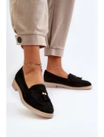 Černé Dámské Semišové Mokasíny Na Ploché Podrážce model 21652477 - Zazoo Černé Dámské Semišové Mokasíny Na Ploché Podrážce model 21652477 - Zazoo