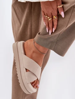 Dámské Pantofle Na Platformě S Se Pásky Béžové model 21696079 - Boto