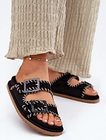 Dámské Pantofle S Přezkami A Dekorativním Švem Černé Visley