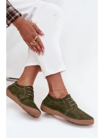 Kožené dámské polobotky s prošitím Artiker 57C2112 Zelené