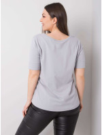Světle šedé bavlněné tričko pro ženy v oversize