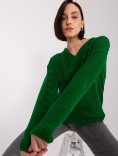 Tmavě zelený dámský oversize svetr s vlnou