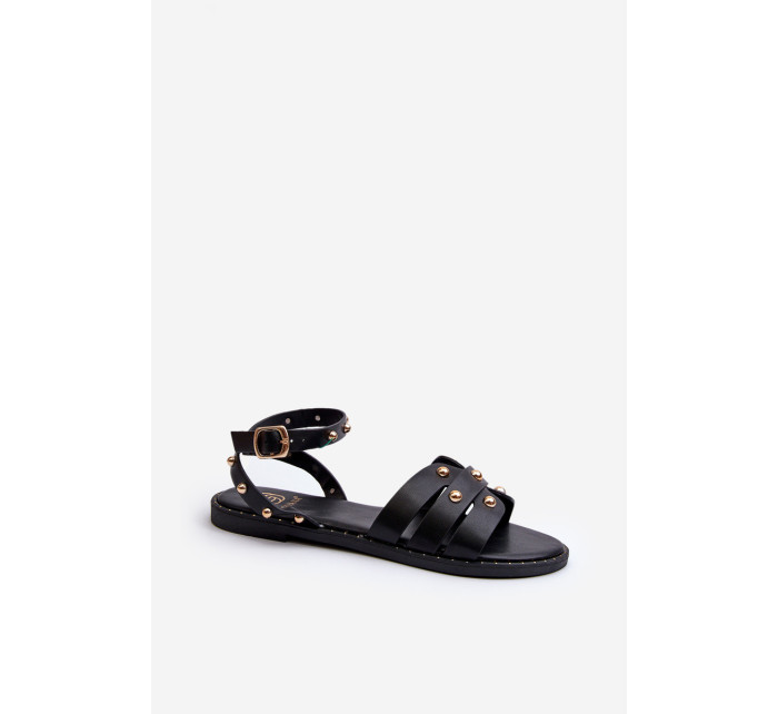 Ianaera zdobené dámské ploché sandály černé