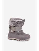 Dětské sněhule s kožíškem na suchý zip Lee Cooper – šedé Dětské sněhule s kožíškem na suchý zip Lee Cooper – šedé