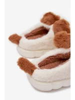 Dětské chlupaté bačkory – hnědé se psy Farnise Dětské chlupaté bačkory – hnědé se psy Farnise