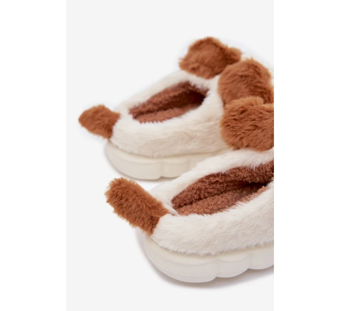 Dětské chlupaté bačkory – hnědé se psy Farnise Dětské chlupaté bačkory – hnědé se psy Farnise