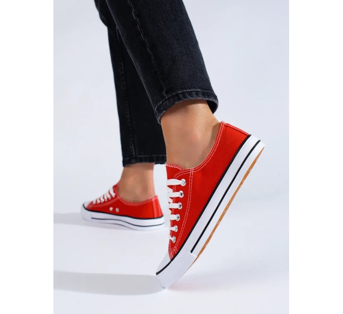 Pěkné červené  tenisky dámské bez podpatku