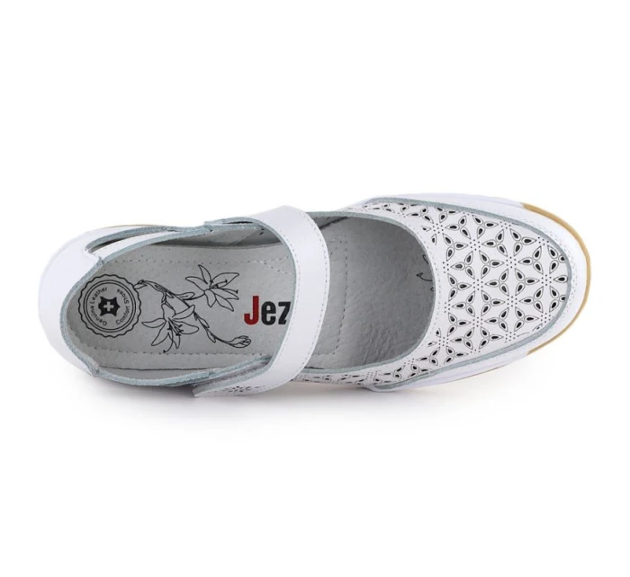 Dámská kožená prolamovaná polobotka na suchý zip bílá Jezzi 9763 Dámská kožená prolamovaná polobotka na suchý zip bílá Jezzi 9763