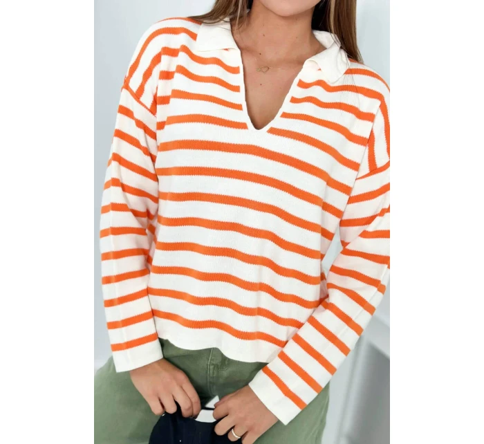 Pruhovaný svetr pomeranč