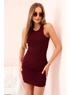 Dámské žebrované šaty bez střih Burgundsko model 21086102 - K-Fashion