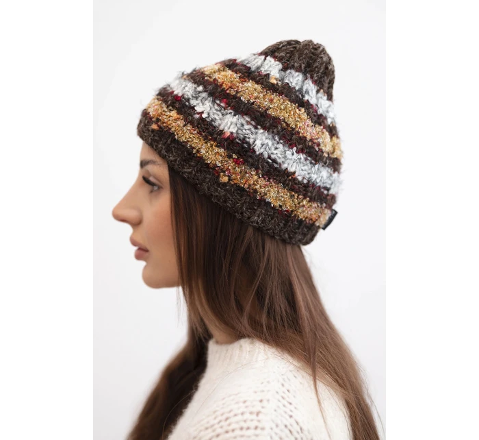 Dámská zimní vlněná čepice s ozdobnými krystalky K399 černá