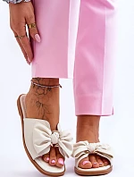 Dámské kožené pantofle s mašlí Bílé Becky