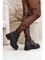 Zazoo 60483 Dámské Kožené Boty S Nízkým Zvrškem Zateplené Černé