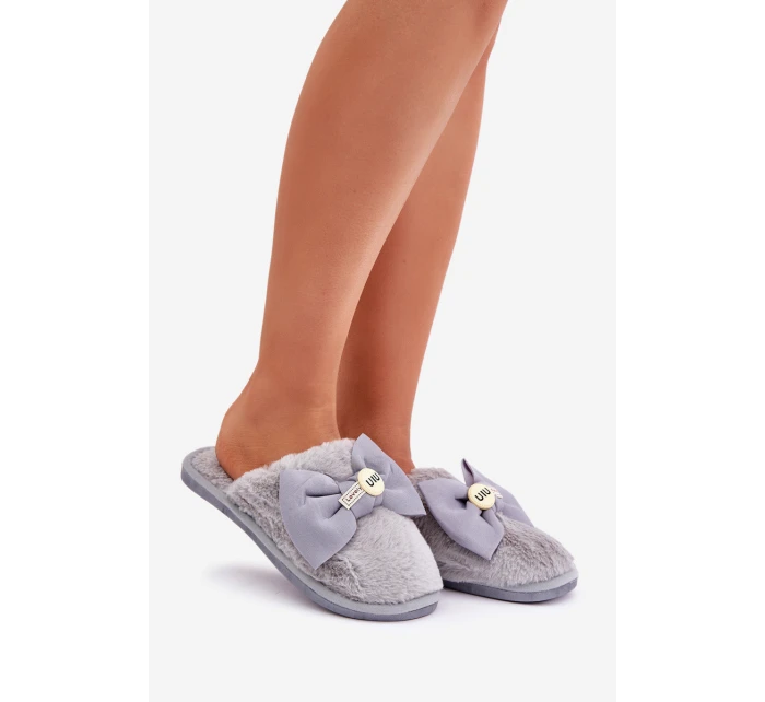 Dámské Pantofle S Kožíškem A Mašlí Šedé model 21681851 - Boto Dámské Pantofle S Kožíškem A Mašlí Šedé model 21681851 - Boto