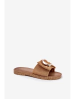 Ploché Dámské Sandály S Ozdobným Detalem Camel model 21689992 - Boto Ploché Dámské Sandály S Ozdobným Detalem Camel model 21689992 - Boto