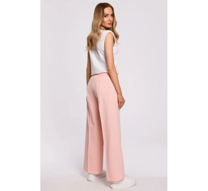 Kalhoty s rozšířenými nohavicemi model 18003322 pudrové - Moe