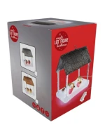 PTAČÍ BUDKA VEDLA DEKORACE 185X165X230MM ŠEDÁ STŘÍŠKA