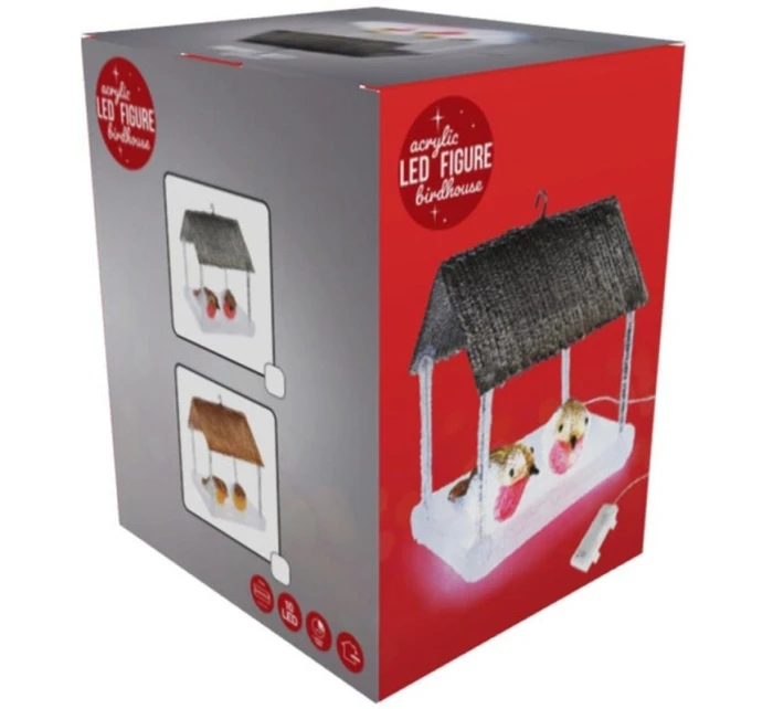 PTAČÍ BUDKA VEDLA DEKORACE 185X165X230MM ŠEDÁ STŘÍŠKA