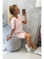 Souprava top+legíny pudrově růžová