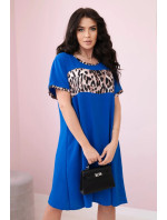 Šaty s leopardím potiskem chrpově modrá