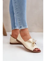 Kožené Dámské Baletky Béžové model 21682460 - Zazoo