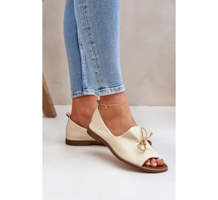 Kožené Dámské Baletky Béžové model 21682460 - Zazoo