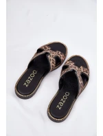 Kožené Ploché Pantofle S Panteřím Vzorem Zazoo 40383 Černé
