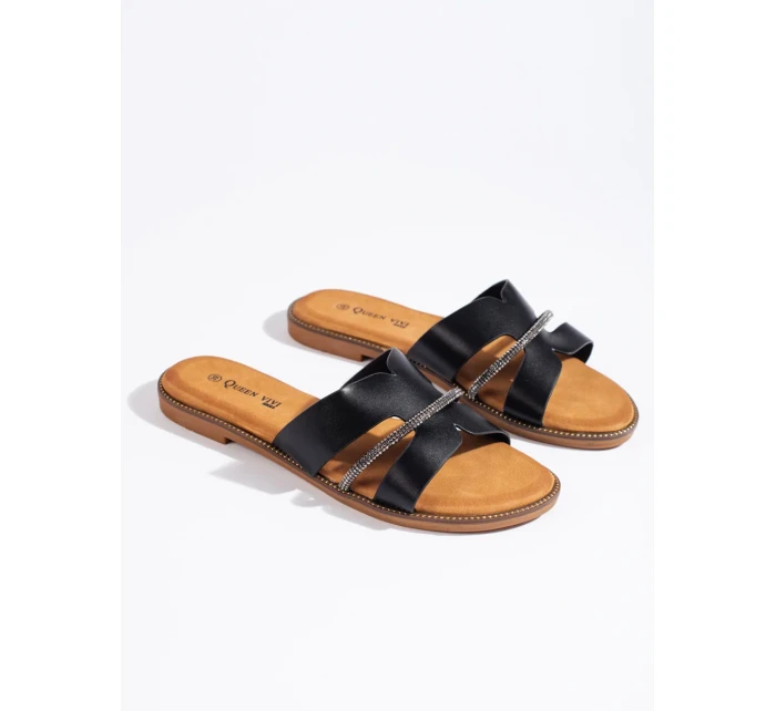 Exkluzívní sandály dámské černé bez podpatku Exkluzívní sandály dámské černé bez podpatku