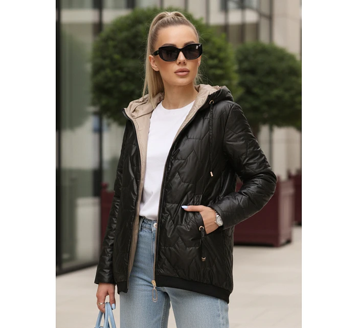 Dámská prošívaná bunda s kapucí černá FashionStreet TY5546