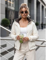 Kurtka przejściowa damska pikowana z kapturem ecru model 22025081 - FashionStreet