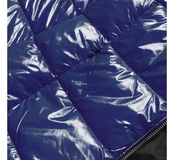 Lakovaná prošívaná dámská bunda v chrpové barvě (7695)