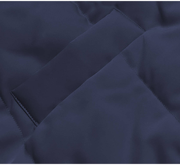 Tmavě modro-khaki dlouhá dámská oboustranná vesta (B8137-3)