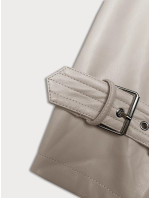 Volný dámský kabát z ekologické kůže J Style v teplé béžové barvě (11Z8101)
