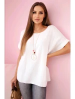 Mušelínová halenka s náhrdelníkem bílý