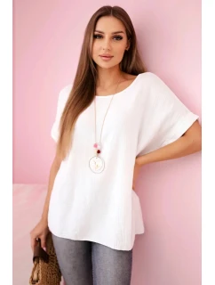 Mušelínová halenka s náhrdelníkem bílý