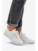 Dámské Ažurové Šněrovací Tenisky Světle Béžové model 21684935 - Boto Dámské Ažurové Šněrovací Tenisky Světle Béžové model 21684935 - Boto