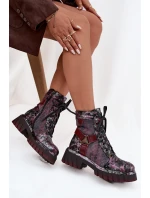 Kožené workery dámské Maciejka 07072-23 bordó