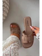 Dámské nazouváky na ploché podrážce tmavě béžové Lorania Dámské nazouváky na ploché podrážce tmavě béžové Lorania