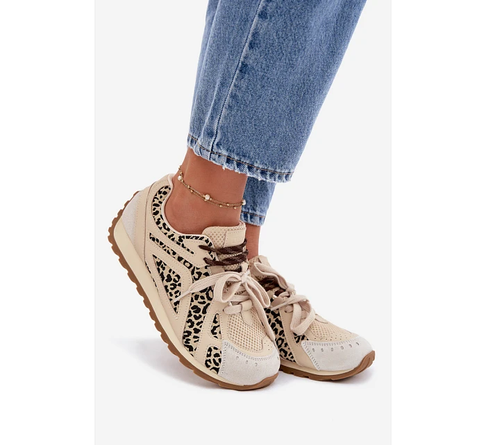 Kožené semišové dámské tenisky Big Star model 22074804 béžové - Big Star Shoes Kožené semišové dámské tenisky Big Star model 22074804 béžové - Big Star Shoes