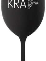 KRÁSNÁ KRÁLOVNA KRÁSY - černá sklenice na víno 350 ml