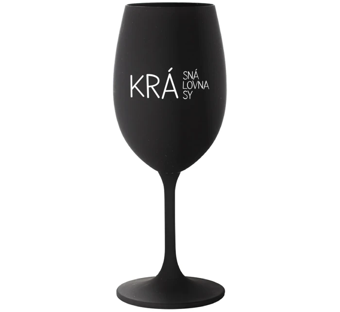 KRÁSNÁ KRÁLOVNA KRÁSY - černá sklenice na víno 350 ml KRÁSNÁ KRÁLOVNA KRÁSY - černá sklenice na víno 350 ml