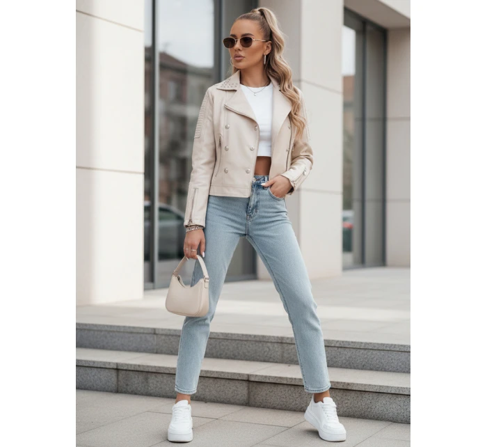 Dámská kožená bunda ramones beige Dstreet model 21973532 - FashionStreet
