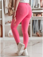 Dámské úzké kalhoty s páskem růžové model 21985379 - Dstreet